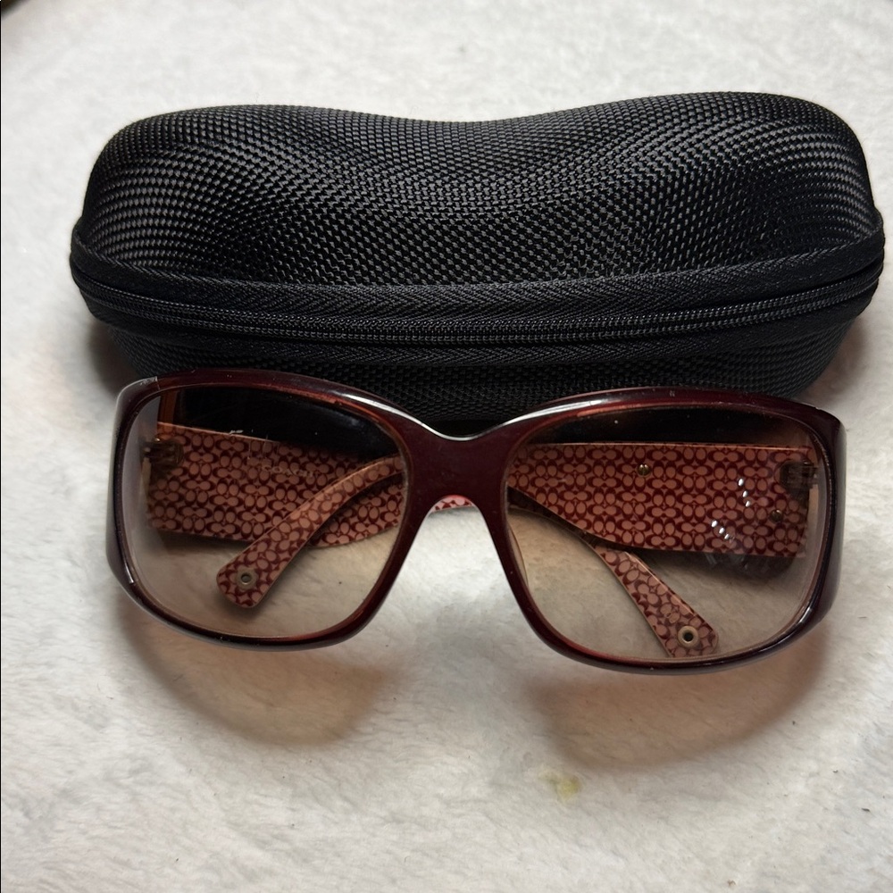 Coach Burgundy Reddish Fashion Silver Seal Sunglasses
